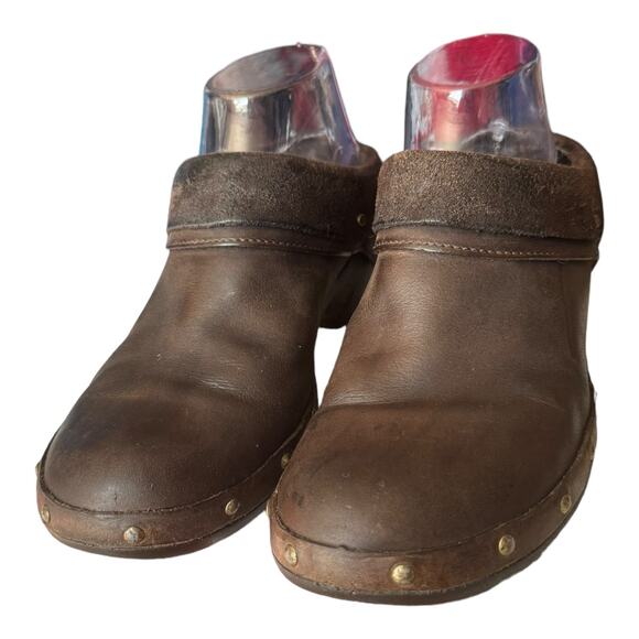 Merrell Luxe Wrap Chocolate Leather Studded Clog western Shoes size 8.5 - Picture 15 of 16